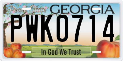 GA license plate PWK0714