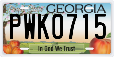 GA license plate PWK0715