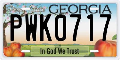 GA license plate PWK0717
