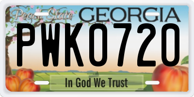 GA license plate PWK0720