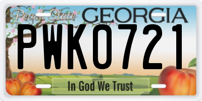 GA license plate PWK0721