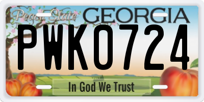 GA license plate PWK0724