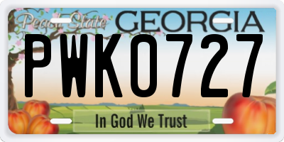 GA license plate PWK0727