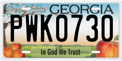 GA license plate PWK0730