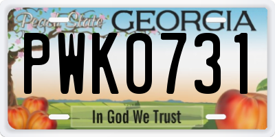 GA license plate PWK0731