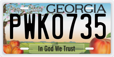 GA license plate PWK0735