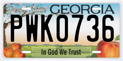 GA license plate PWK0736