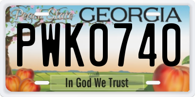 GA license plate PWK0740