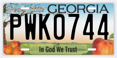 GA license plate PWK0744