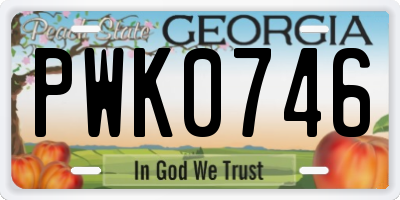 GA license plate PWK0746