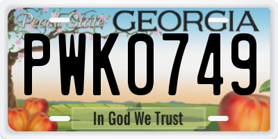 GA license plate PWK0749