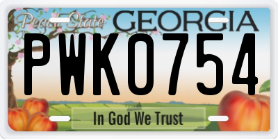 GA license plate PWK0754