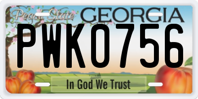 GA license plate PWK0756