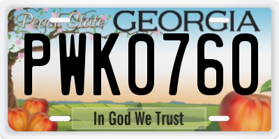 GA license plate PWK0760