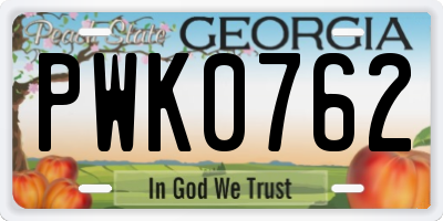 GA license plate PWK0762