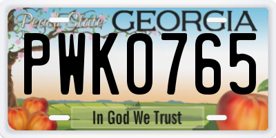 GA license plate PWK0765