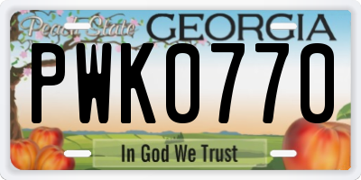 GA license plate PWK0770