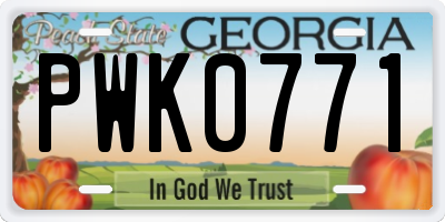 GA license plate PWK0771