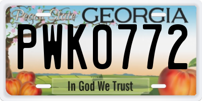 GA license plate PWK0772