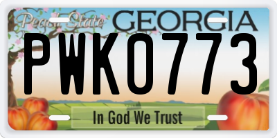 GA license plate PWK0773