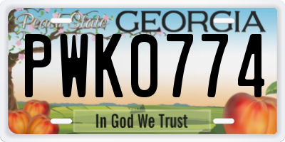 GA license plate PWK0774