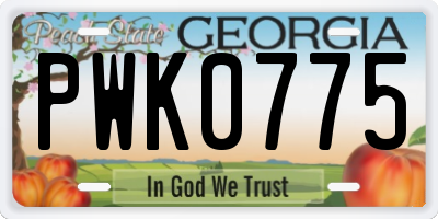 GA license plate PWK0775