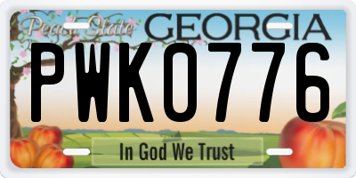 GA license plate PWK0776
