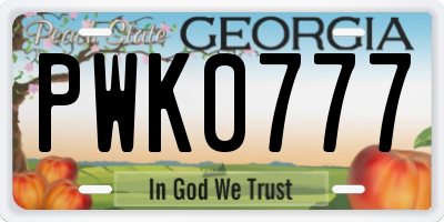 GA license plate PWK0777