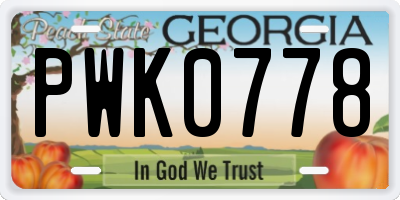 GA license plate PWK0778