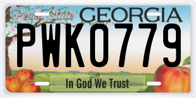 GA license plate PWK0779