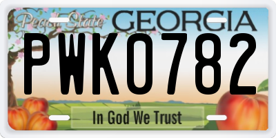 GA license plate PWK0782
