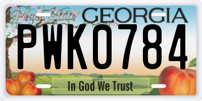 GA license plate PWK0784