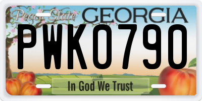 GA license plate PWK0790