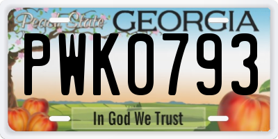 GA license plate PWK0793