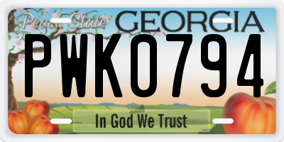 GA license plate PWK0794