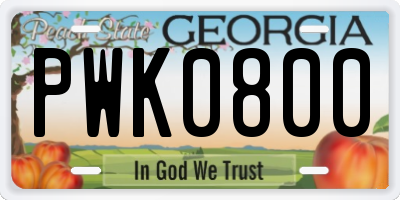 GA license plate PWK0800
