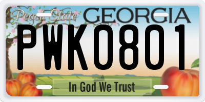 GA license plate PWK0801