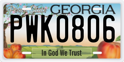 GA license plate PWK0806