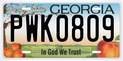GA license plate PWK0809