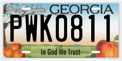 GA license plate PWK0811