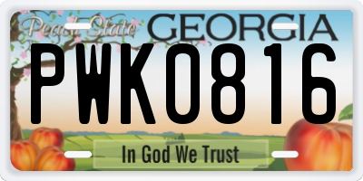GA license plate PWK0816