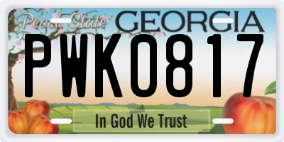 GA license plate PWK0817