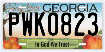 GA license plate PWK0823