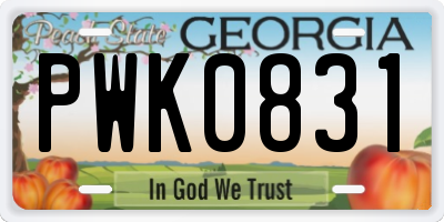 GA license plate PWK0831