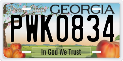 GA license plate PWK0834