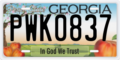 GA license plate PWK0837