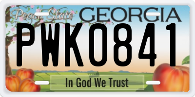 GA license plate PWK0841