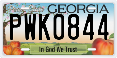 GA license plate PWK0844