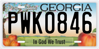 GA license plate PWK0846