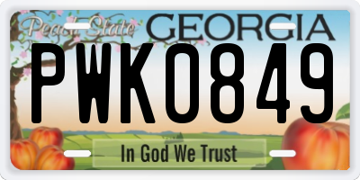 GA license plate PWK0849